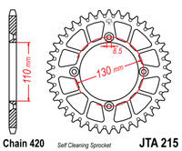 Achtertandwiel JT215 48 tands voor o.a. Honda CRF150 aluminium