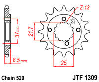 Voortandwiel JT1309 15 tands voor o.a. Honda XR 600 '91-'00