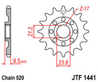 Voortandwiel JT1441 14 tands voor o.a. Suzuki RM-Z