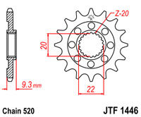 Voortandwiel JT1446 14 tands voor o.a. Kawasaki KX250F