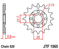 Voortandwiel JT1565 14 tands voor o.a. Kawasaki KX450F
