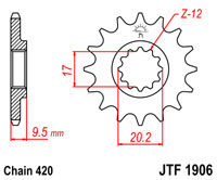 Voortandwiel JT1906 14 tands voor o.a. KTM65