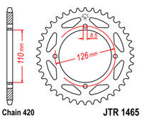 Achtertandwiel JT1465 47 tands voor o.a. Kawasaki KX65