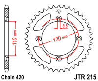 Achtertandwiel JT215 47 tands voor o.a. Honda CRF150
