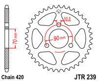 Achtertandwiel JT 239 50 tands voor o.a. Honda MB/MT/MTX