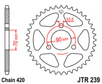 Achtertandwiel JT 239 38 tands voor o.a. Honda MB/MT/MTX