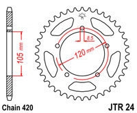 Achtertandwiel JT 24 51 tands voor o.a. Aprilia MX/SM