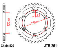 Achtertandwiel JT245/251 40 tands voor o.a. Honda XL/XR Yamaha YZ/WR