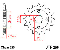 Voortandwiel JT266 13 tands voor o.a. Honda CR125 '79-'85