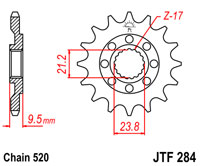 Voortandwiel JT284 14 tands voor o.a. Honda CR250/500
