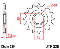 Voortandwiel JT326 13 tands voor o.a. Honda CR 125 '87-'98  