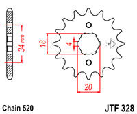 Voortandwiel JT328 13 tands voor o.a. Honda XL/XR 250  '84-'87