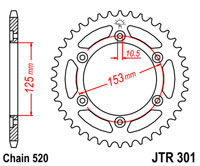 Achtertandwiel JT301 48 tands voor o.a. Honda XR600 '91-'00 