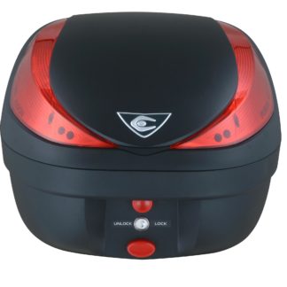 Koffer Coocase Fusion 28 liter zwart V28-LL met alarm remlicht binnenvoering en afstandbediening 