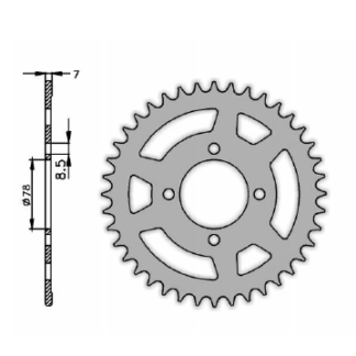 Achtertandwiel 50T o.a. Hyosung 125 Cruise/GT/GF (1339-4070)