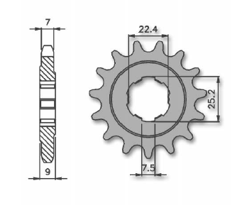 Voortandwiel 16T o.a. Gilera RV/KZ/KK/RX125 (1502-1586)