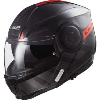 LS2 Helm FF902 Scope Hamr glans zwart titanium rood