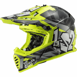 LS2 Helm MX437 Fast EVO Crusher glans zwart fluo geel