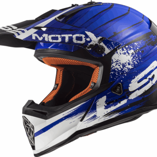 LS2 Helm MX437 Fast Gator glans blauw wit